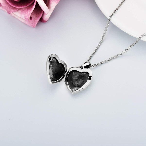 Sterling Silver Heart Mother Child Necklace-4