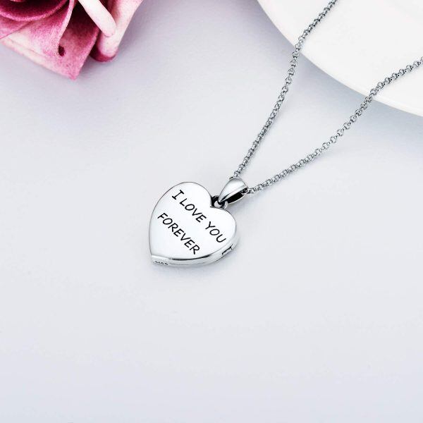 Sterling Silver Heart Mother Child Necklace-5