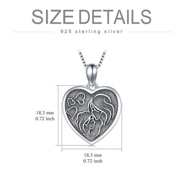 Sterling Silver Heart Mother Child Necklace-6