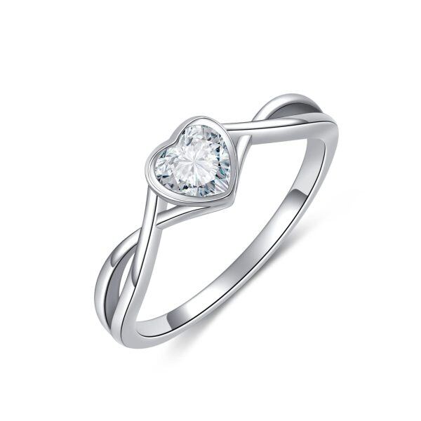 Sterling Sliver Stunning Flame Solitaire Ring -0