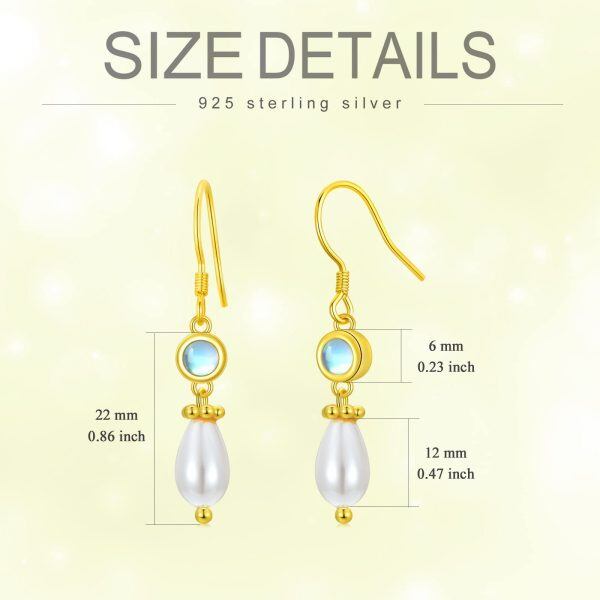 Sterling Silver Earrings Pearl Drop Dangling Earrings -4