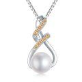 wholesale Sterling Silver Pearl Endless Love Birthstone Infinity Necklace for Mom - Sliver Plated-0-11