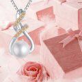 wholesale Sterling Silver Pearl Endless Love Birthstone Infinity Necklace for Mom - Sliver Plated-0-12