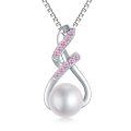 wholesale Sterling Silver Pearl Endless Love Birthstone Infinity Necklace for Mom - Sliver Plated-0-15