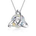 wholesale 925 Sterling Silver Crystal Triquetra Knot Pendant Necklace for Women-0-0