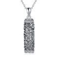 wholesale 925 Sterling Silver Floral Cylinder Cremation Jewelry Keepsake Pendant with Chain-0-0