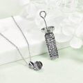 wholesale 925 Sterling Silver Floral Cylinder Cremation Jewelry Keepsake Pendant with Chain-0-1