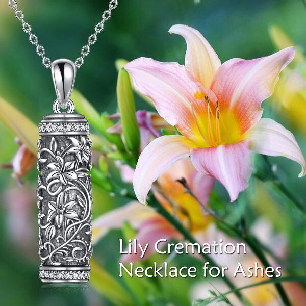 Sterling Silver Flower Urn Necklace-5