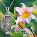 wholesale 925 Sterling Silver Floral Cylinder Cremation Jewelry Keepsake Pendant with Chain-0-5