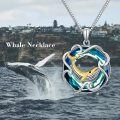 wholesale 925 Sterling Silver Blue Crystal Dolphin Heart-Shaped Pendant Necklace for Women-0-1