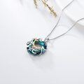 wholesale 925 Sterling Silver Blue Crystal Dolphin Heart-Shaped Pendant Necklace for Women-0-3