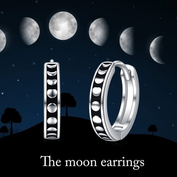 Sterling Silver Black Moon Phase Earrings-4