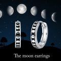 wholesale 925 Sterling Silver Black Moon Phase Triangle Skull Viking Rune Wolf Hoop Earrings-0-4