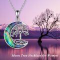 wholesale 925 Sterling Silver Abalone Shell Moon Tree of Life Pendant Necklace for Women and Men-0-4