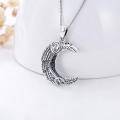 wholesale 925 Sterling Silver Crescent Moon Raven Pendant Necklace for Women-0-4
