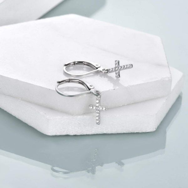 Sterling Silver Cross Earrings-2