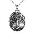 wholesale 925 Sterling Silver Tree of Life Oval Keepsake Pendant with Chain and Fill Kit-0-0