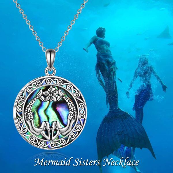 Sterling Silver Mermaid Sisters Necklace-5