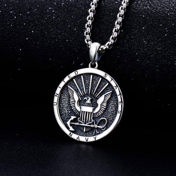 Sterling Silver US Army Pendant Necklace-3