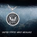 wholesale 925 Sterling Silver United States Navy Eagle Anchor Pendant Necklace for Men-0-5