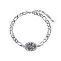 wholesale 925 Sterling Silver 6mm Saint Christopher Medal Figaro Chain Bracelet for Men & Women - Adjustable Religious Jewelry-0-0