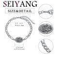wholesale 925 Sterling Silver 6mm Saint Christopher Medal Figaro Chain Bracelet for Men & Women - Adjustable Religious Jewelry-0-1