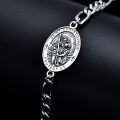 wholesale 925 Sterling Silver 6mm Saint Christopher Medal Figaro Chain Bracelet for Men & Women - Adjustable Religious Jewelry-0-4