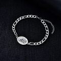 wholesale 925 Sterling Silver 6mm Saint Christopher Medal Figaro Chain Bracelet for Men & Women - Adjustable Religious Jewelry-0-5