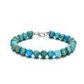 wholesale 925 Sterling Silver Turquoise & Blue Stone Mens Beaded Bracelet - Gemstone Jewelry-0-0