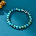 wholesale 925 Sterling Silver Turquoise & Blue Stone Mens Beaded Bracelet - Gemstone Jewelry-0-3
