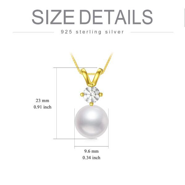 Sterling Silver Pearl Birthstone Pendant Necklaces -5