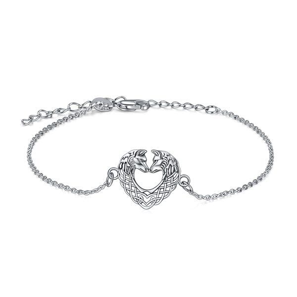 Sterling Silver Wolf Heart Bracelet-0