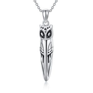 Sterling Silver Owl Necklace-0