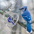 wholesale 925 Sterling Silver Heart-Shaped Blue Jay Pendant Necklace for Bird Lovers Gifts-0-4