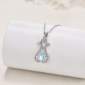 wholesale 925 Sterling Silver with Moonstone and Cubic Zirconia Accents Tulip Pendant Necklace for Women-0-3