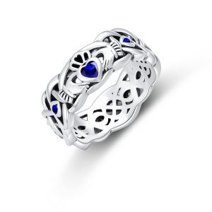 Sterling Silver Claddagh Birthstone Ring-0