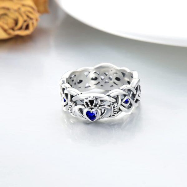 Sterling Silver Claddagh Birthstone Ring-2