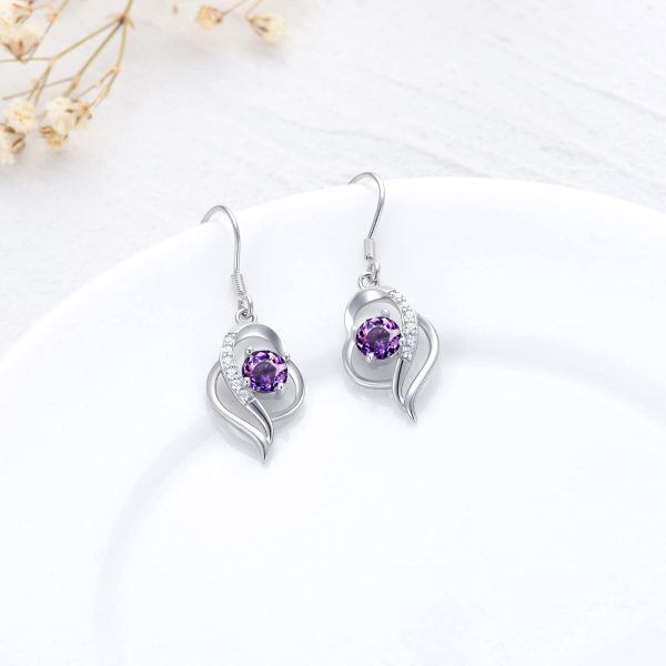 Sterling Silver Birthstone Dangle Earrings -2