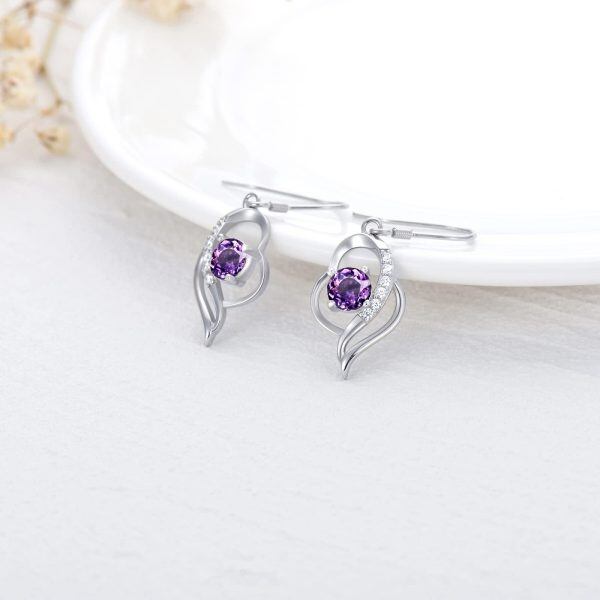 Sterling Silver Birthstone Dangle Earrings -3