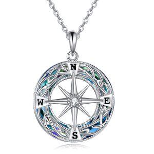 Sterling Silver Compass Necklace-0