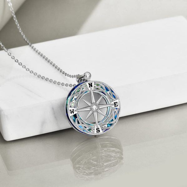 Sterling Silver Compass Necklace-3