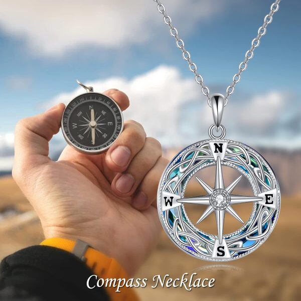 Sterling Silver Compass Necklace-5