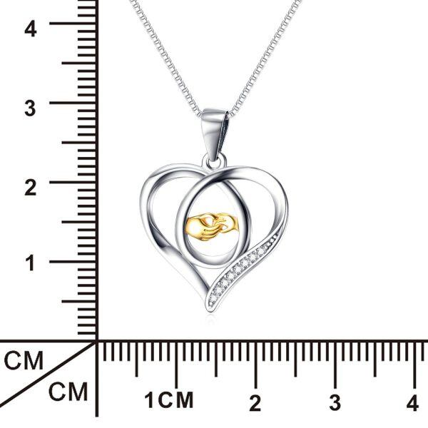 Sterling Silver Mother And Child Hands Necklace-4