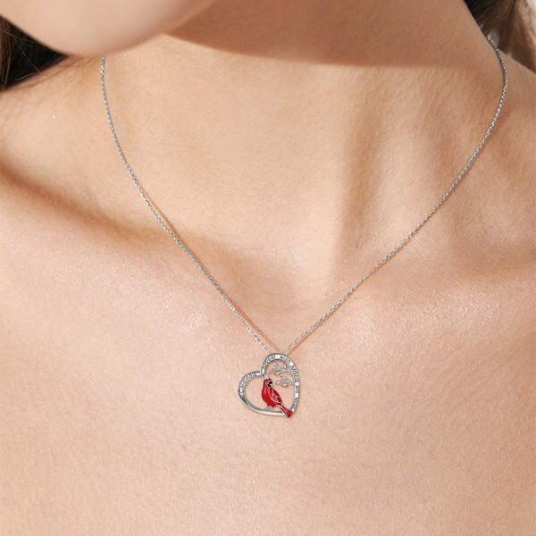 Sterling Silver Red Cardinal Necklace-1