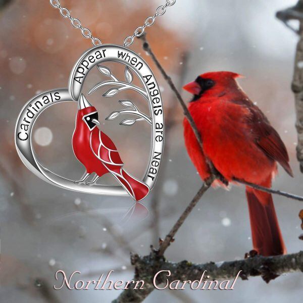 Sterling Silver Red Cardinal Necklace-5