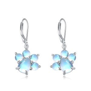 Sterling Silver Paw Print Earrings-0