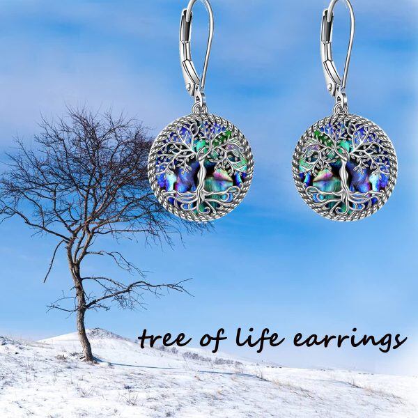 Sterling Silver Tree Of Life Earrings-3