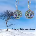 wholesale 925 Sterling Silver Abalone Shell Tree of Life Drop Earrings Wholesale for Women and Girls-0-3