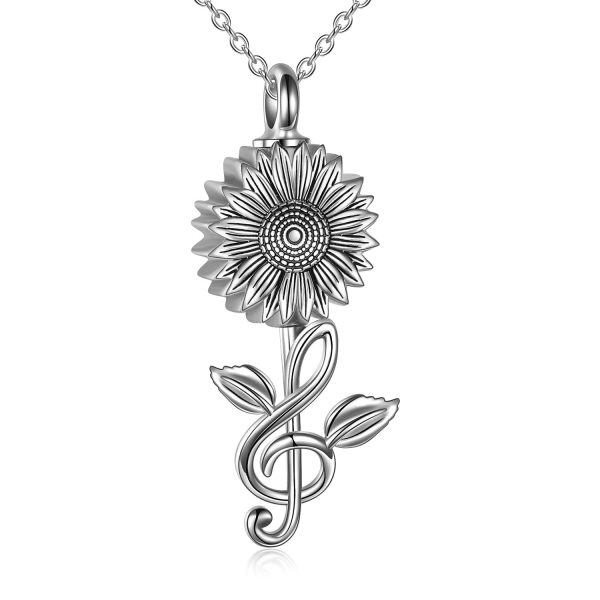 Sterling Silver Sunflower Urn Necklace-0