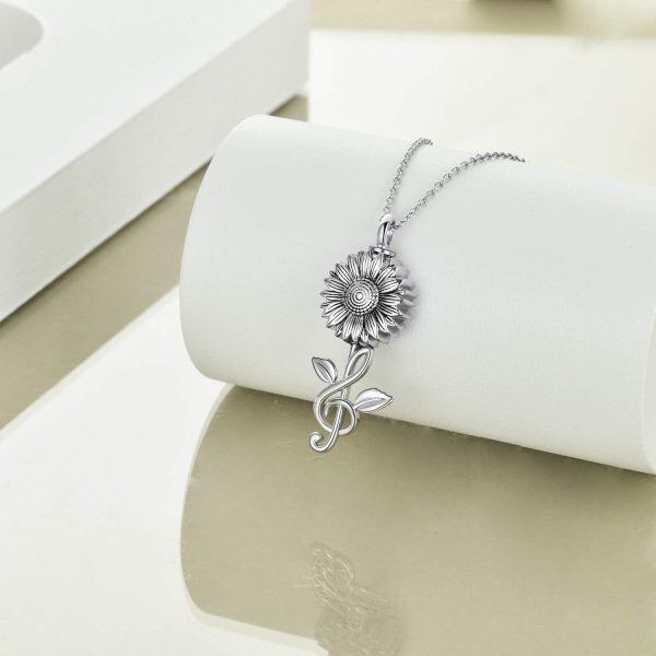 Sterling Silver Sunflower Urn Necklace-2